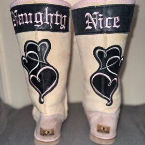 Koolaburra by UGG Y2K Naughty Nice Tall Boots Women’s 6 Pink Tan Suede Shearling